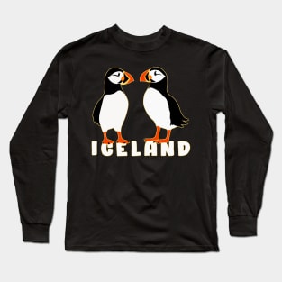 Puffin Cute Birds from Iceland Souvenir Long Sleeve T-Shirt